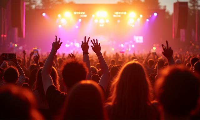 Music festival vibrant crowd in action